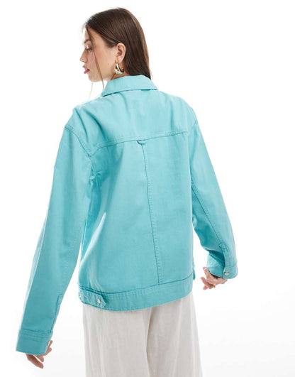 ASOS DESIGN twill harrington shacket in blue