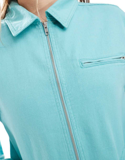 ASOS DESIGN twill harrington shacket in blue