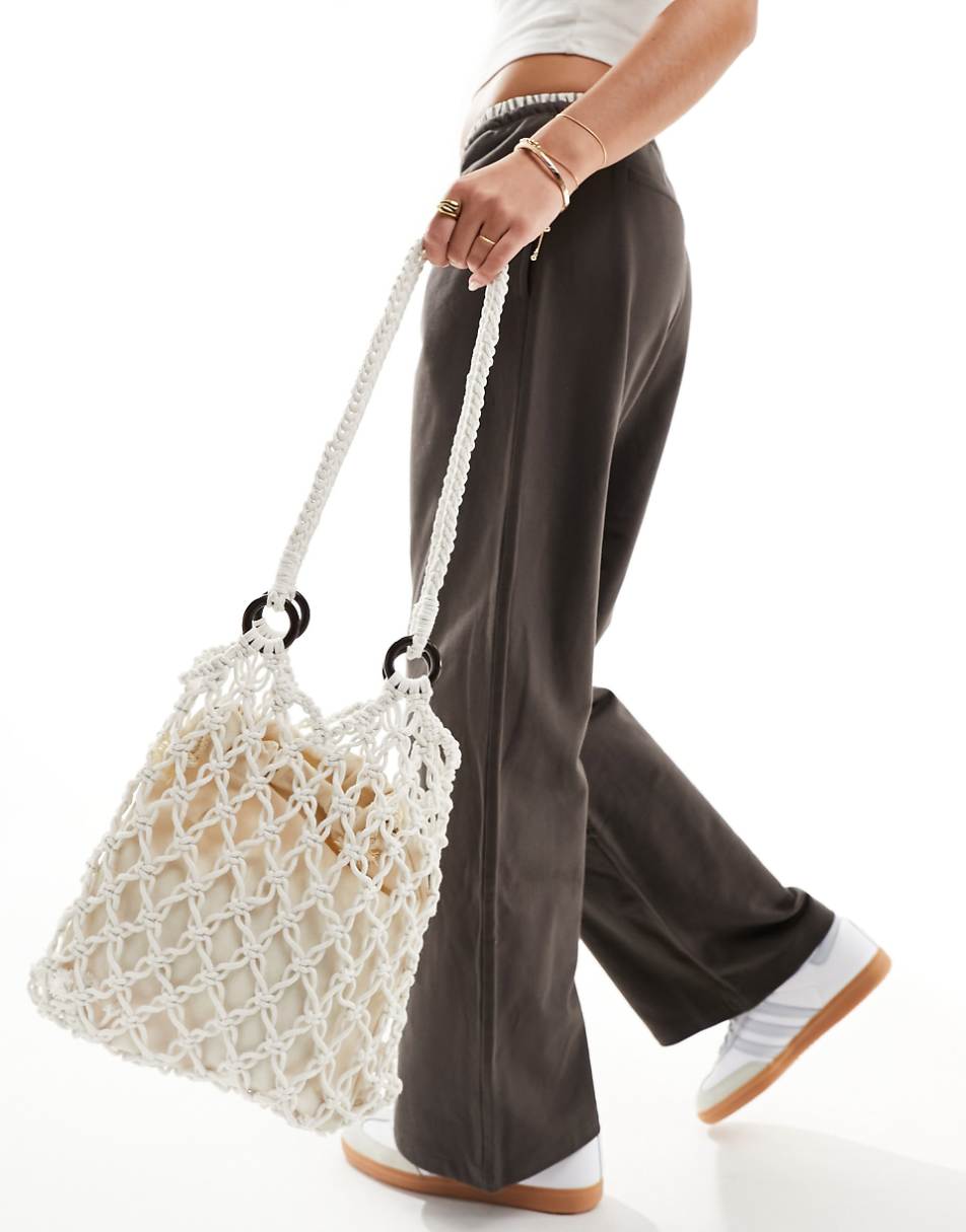 Glamorous crochet shoulder bag in cream