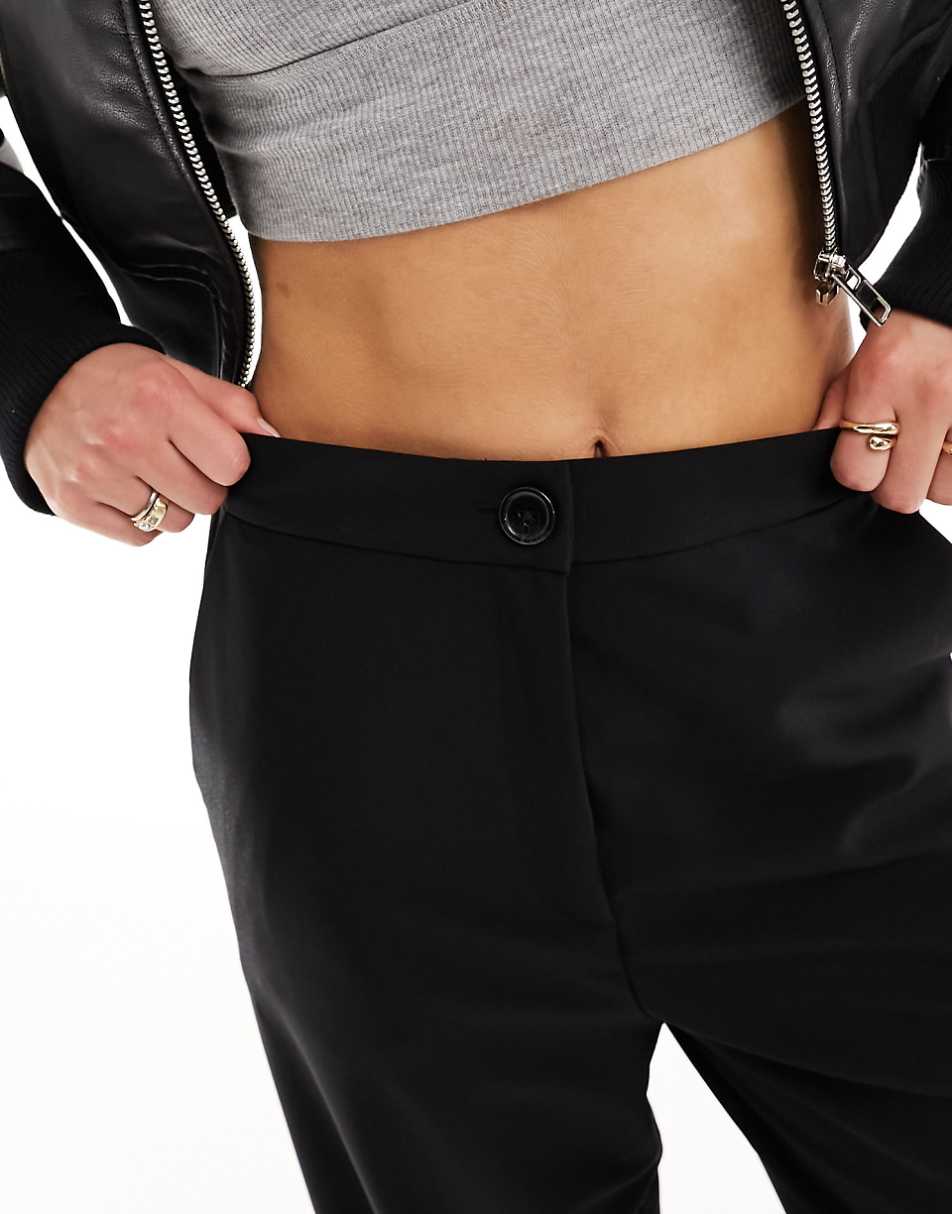 ASOS DESIGN Tall wide leg tailored dad pant in black