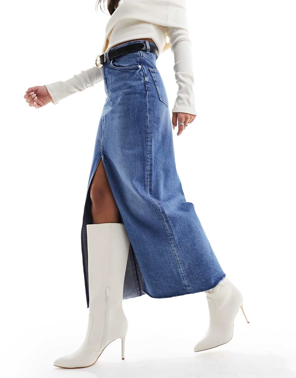 & Other Stories denim midaxi skirt with split in mid blue ASOS exclusive