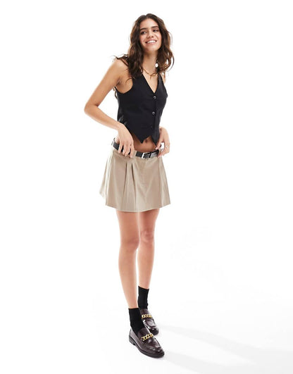 Miss Selfridge button down bengaline vest in black