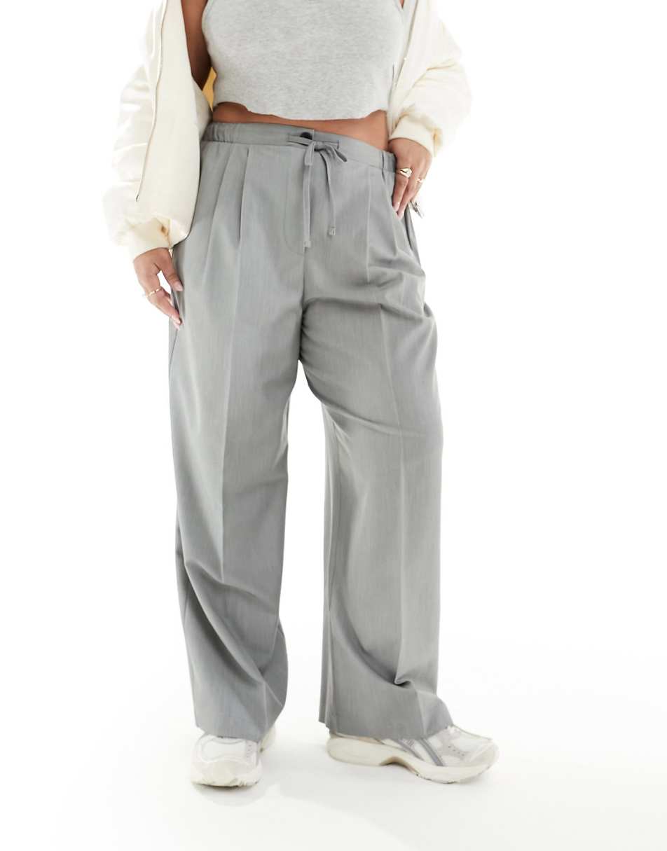 ASOS DESIGN Curve tailored pull on pants in gray