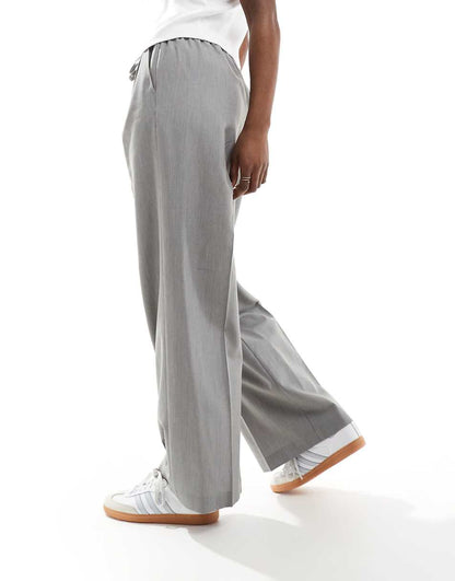 ASOS DESIGN tailored pull on pants in gray