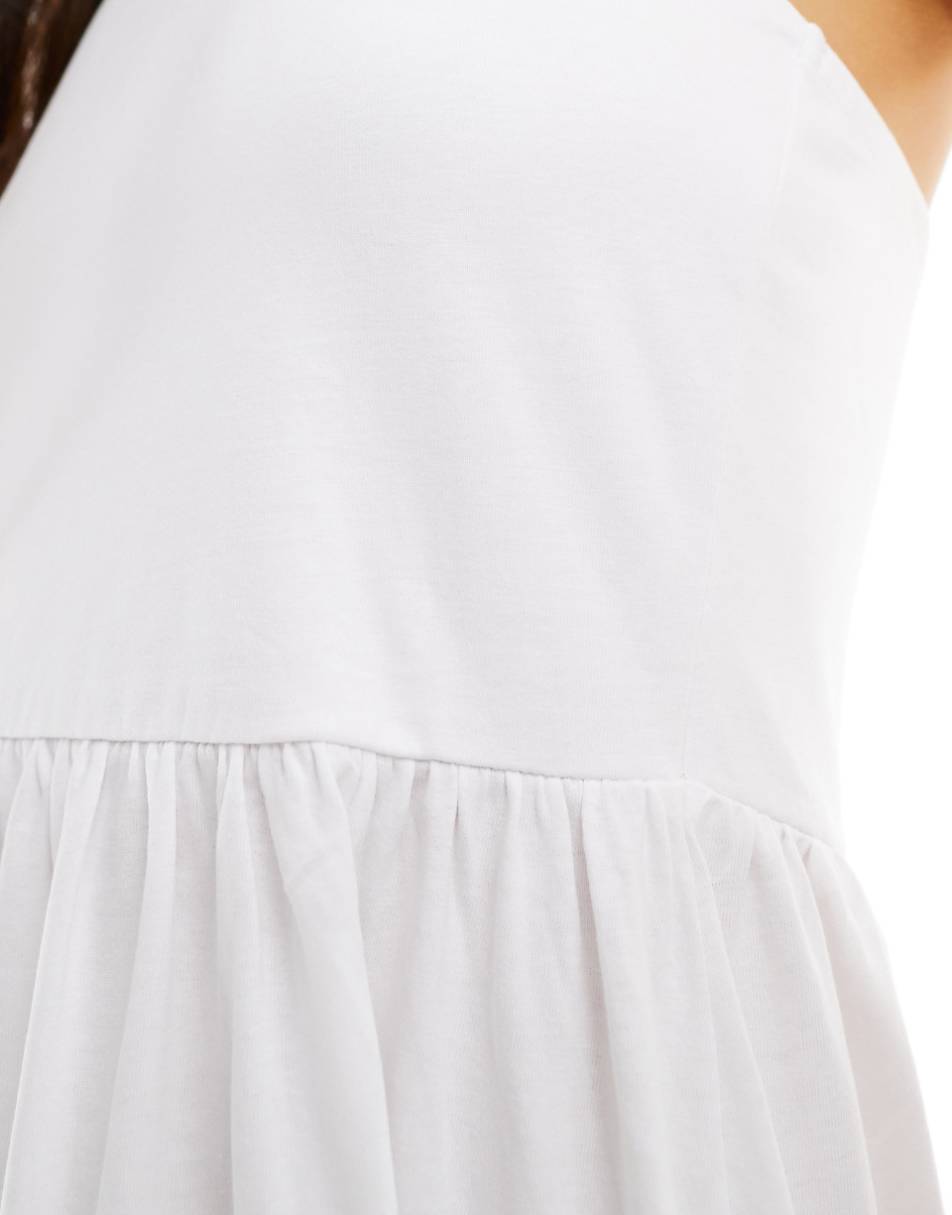 ASOS DESIGN halter neck low back maxi sundress in white