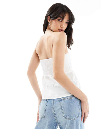 Only bandeau shirt top in white