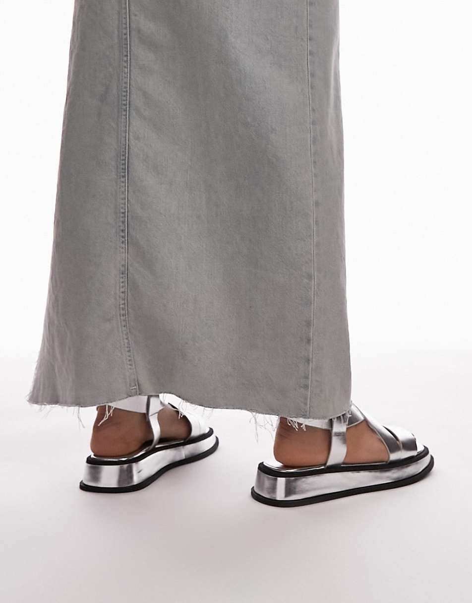 Topshop Wide Fit Jasmine chunky sandals in silver