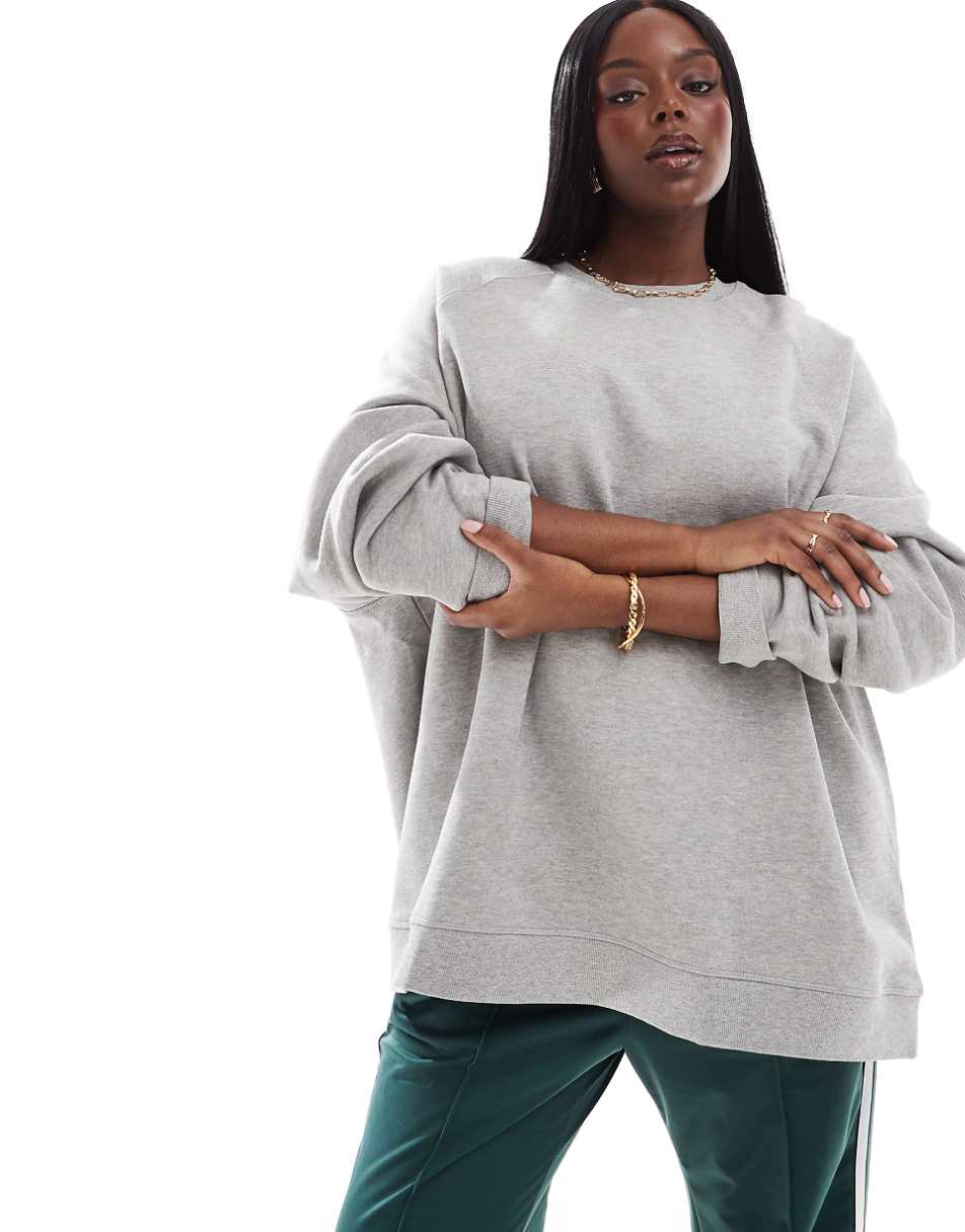 ASOS DESIGN Curve Heavy weight oversized sweatshirt in gray heather