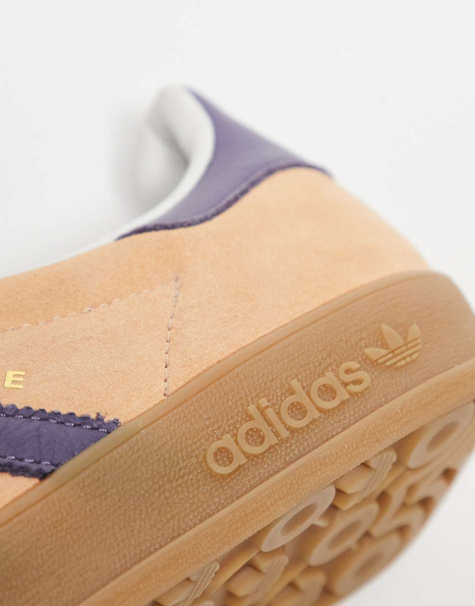 adidas Originals Gazelle Indoor sneakers with gum sole in peach and purple