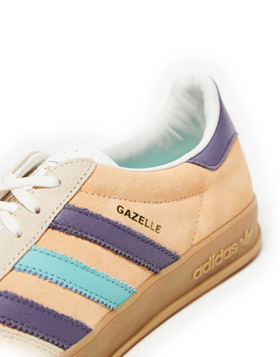 adidas Originals Gazelle Indoor sneakers with gum sole in peach and purple