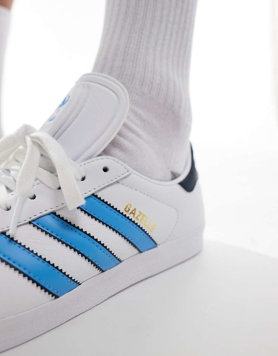 adidas Originals Gazelle sneakers in white and blue