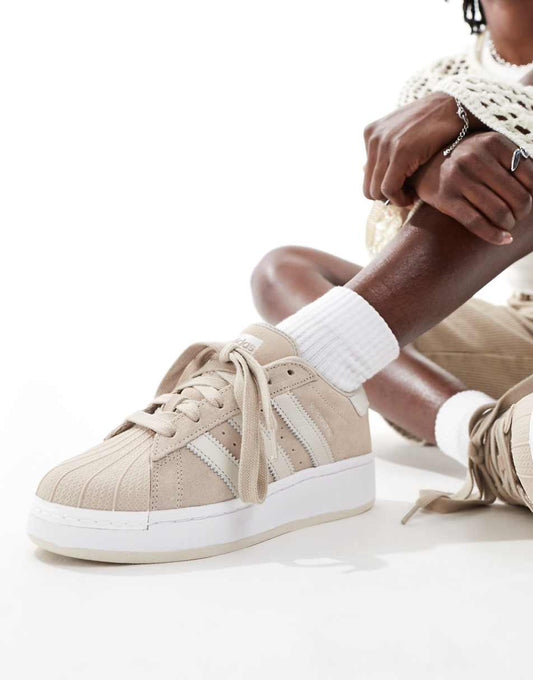 adidas Originals Superstar XLG sneakers in beige and white