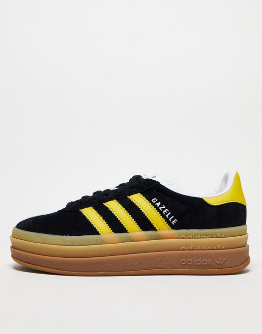 adidas Originals Gazelle Bold sneakers with gum sole in black and yellow