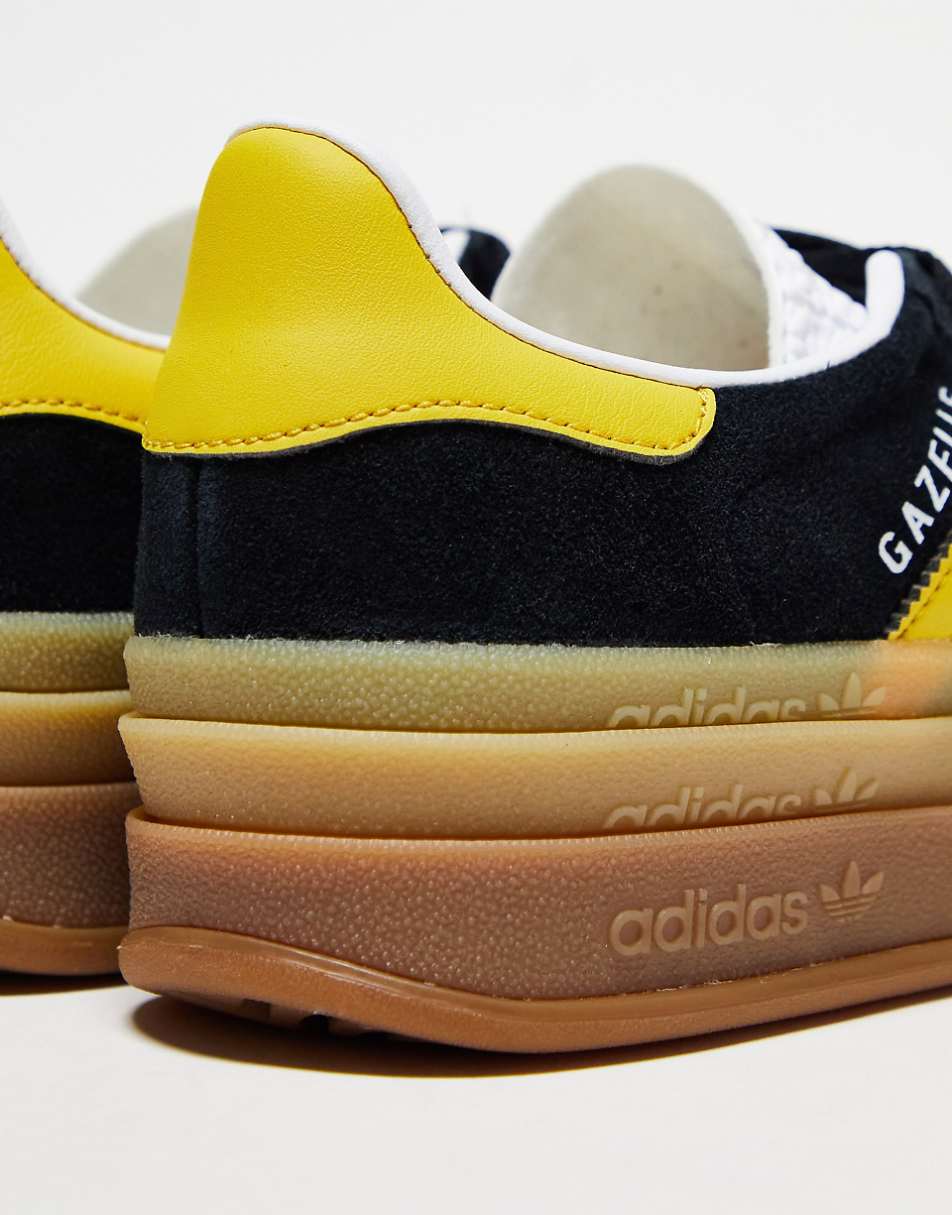 adidas Originals Gazelle Bold sneakers with gum sole in black and yellow