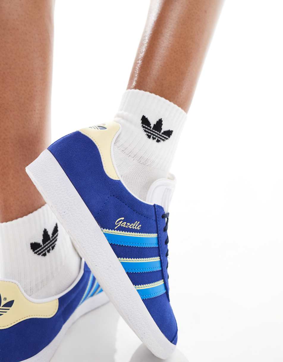 adidas Originals Gazelle sneakers in blue and yellow