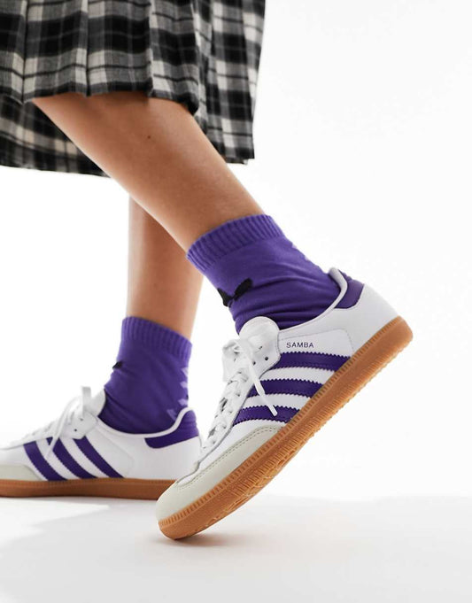 adidas Originals Samba OG sneakers in white and purple