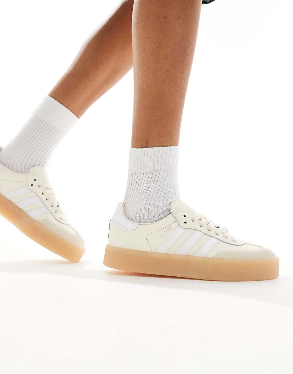 adidas Originals Sambae sneakers in beige and white with rubber sole