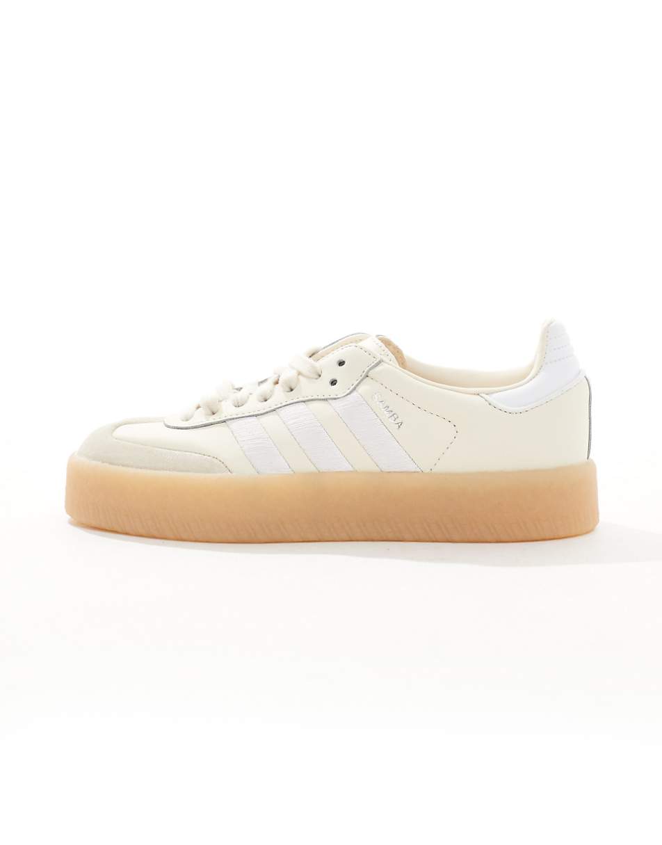 adidas Originals Sambae sneakers in beige and white with rubber sole