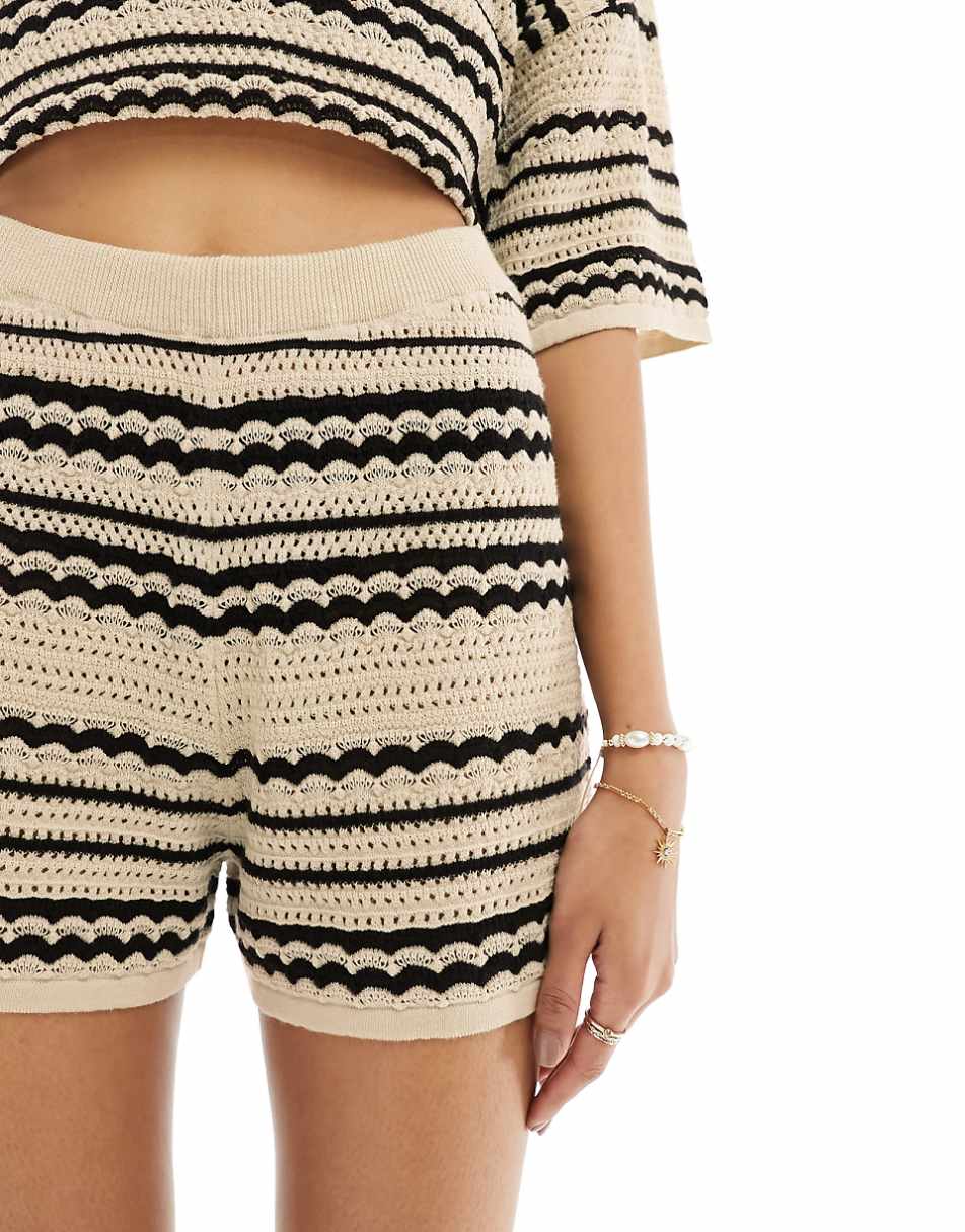 ASOS DESIGN knit beach shorts in beige - part of a set