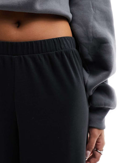 Monki straight leg casual soft pants in black