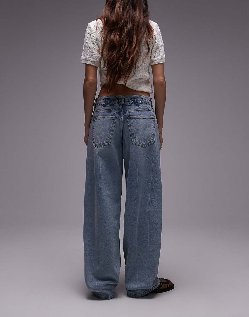 Topshop low rise cinch back jeans in bleach