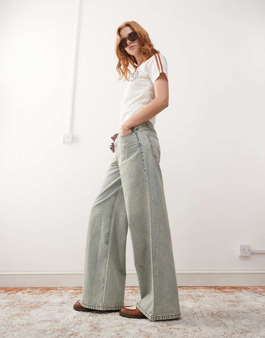 Reclaimed Vintage '88 wide leg jean in 90s bleach wash