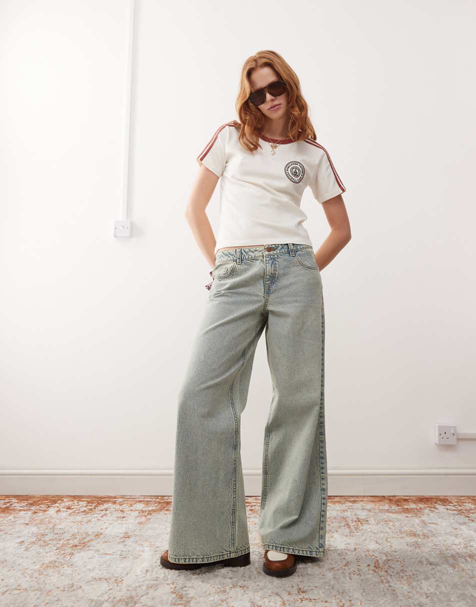 Reclaimed Vintage '88 wide leg jean in 90s bleach wash