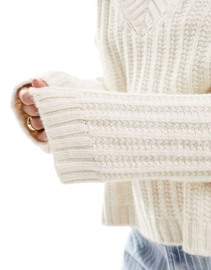 ASOS DESIGN v neck sweater in cream