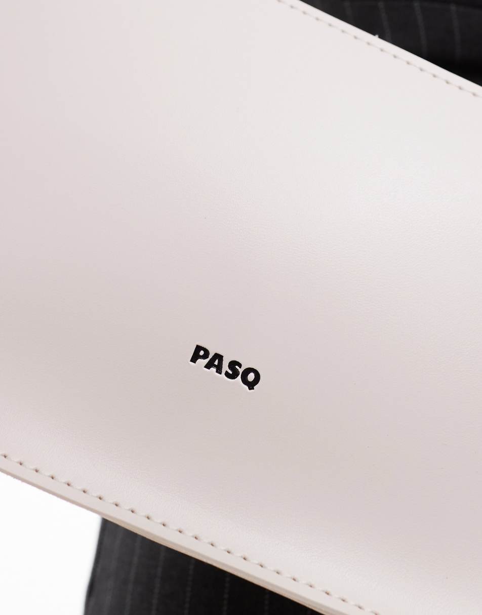 PASQ asymmetric shoulder bag with crossbody strap in off white