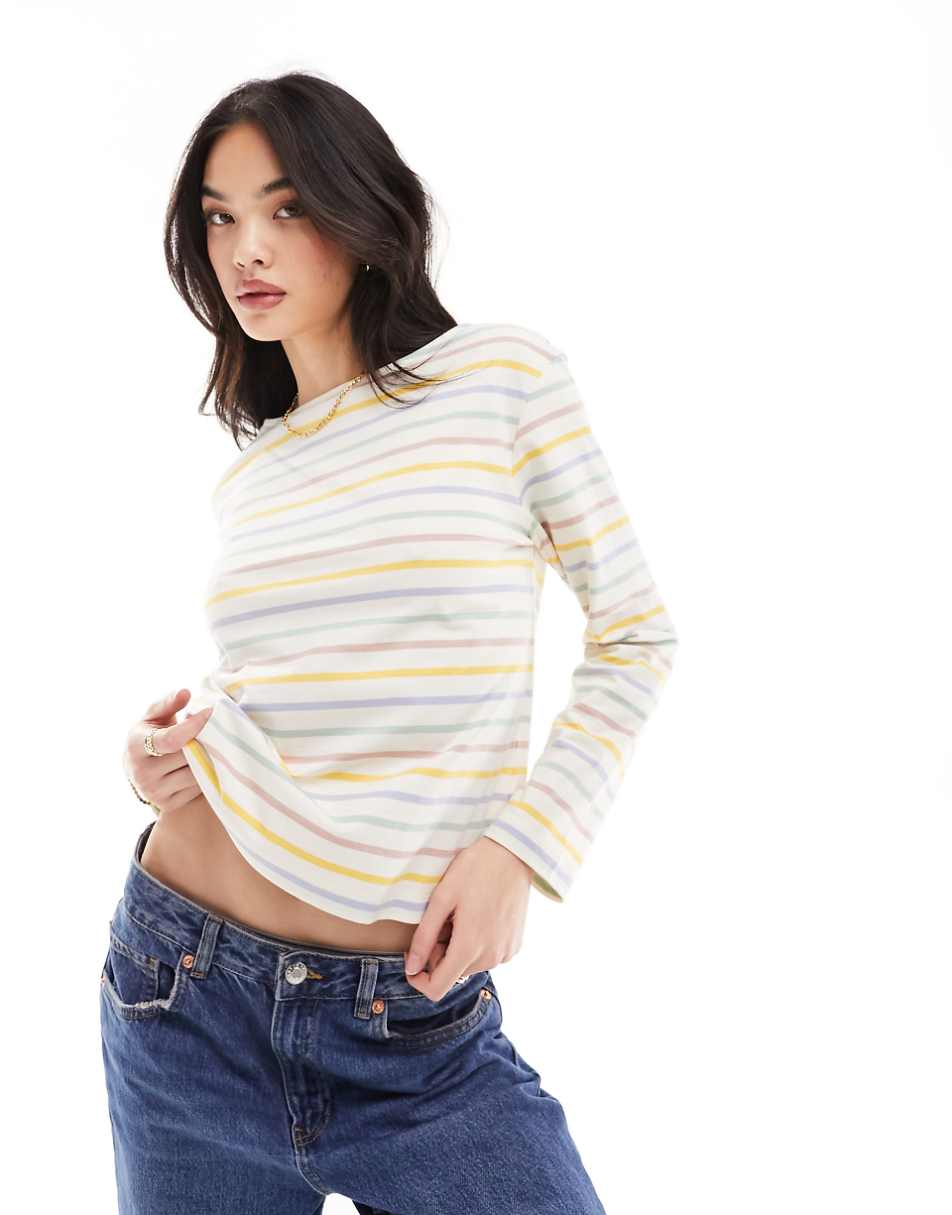 & Other Stories long sleeve top in multi color stripes