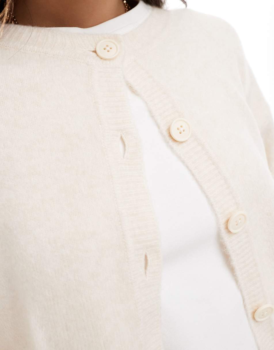 ASOS DESIGN crew neck cardigan in cream