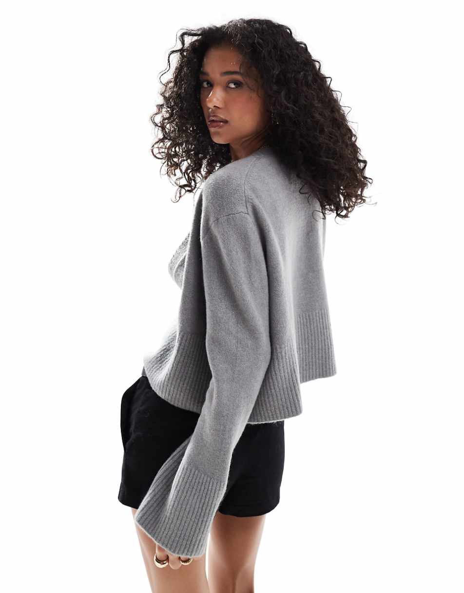 ASOS DESIGN edge to edge cardigan in gray