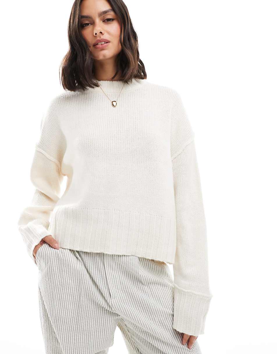 ASOS DESIGN clean crew neck sweater in white