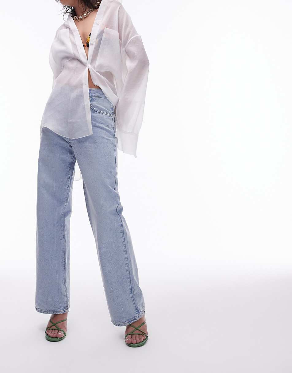 Topshop mid rise Column jeans in vintage bleach