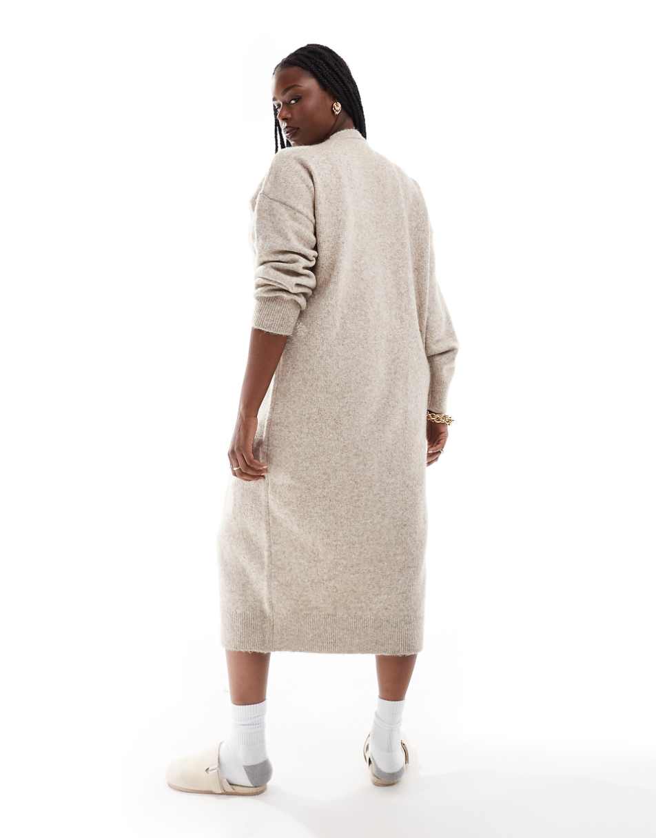 ASOS DESIGN Curve maxi cardigan in stone