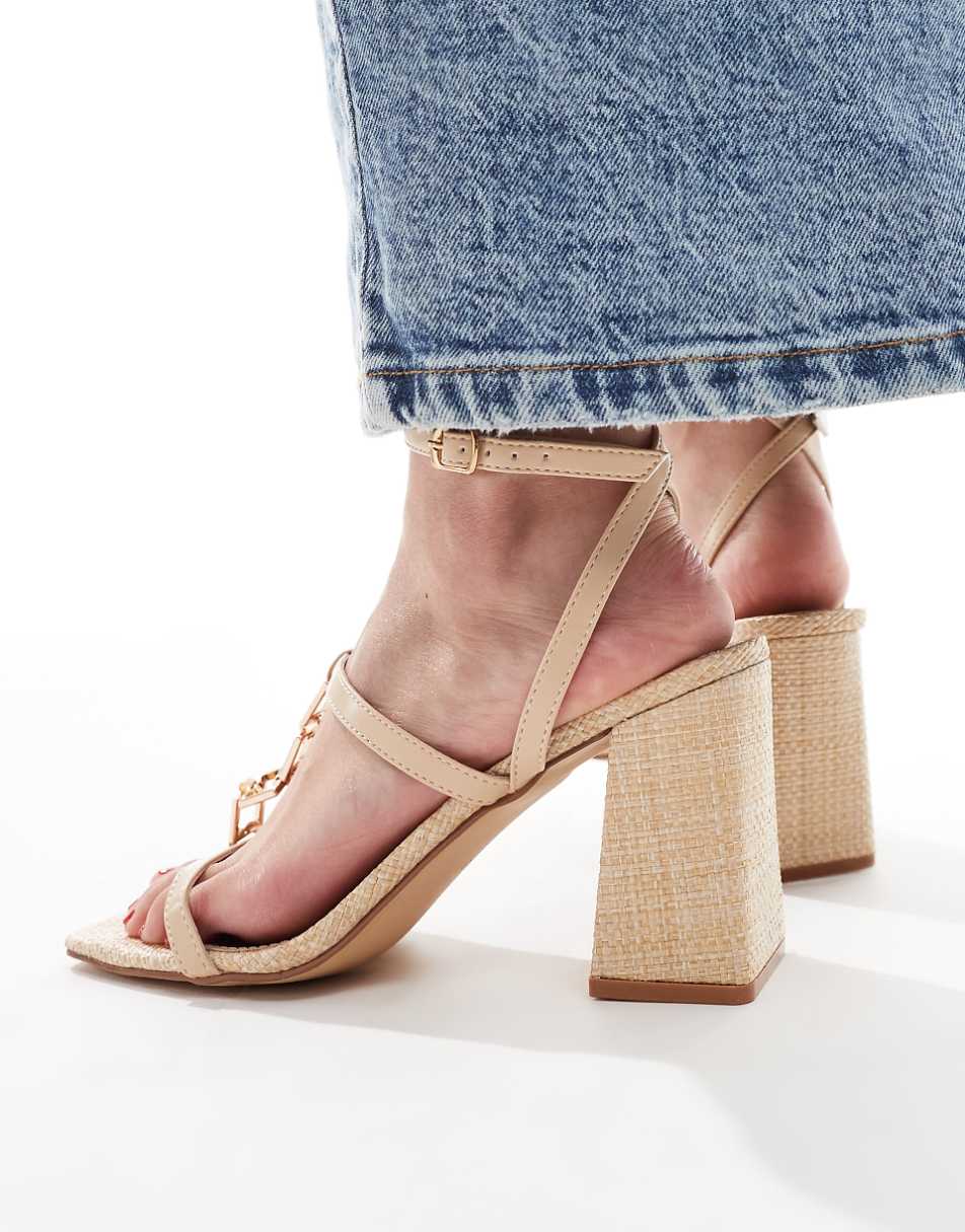 RAID Blink block heeled sandals in natural raffia