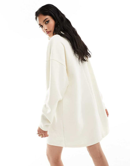 ASOS DESIGN supersoft volume sleeve turtle neck mini sweater dress in ivory