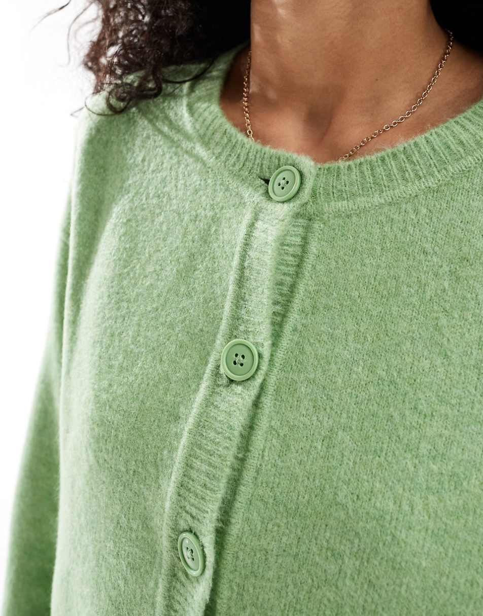 ASOS DESIGN crew neck cardigan in green