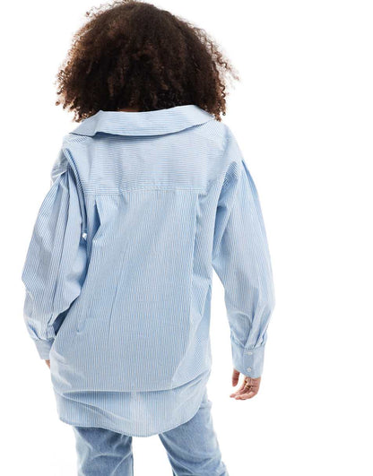 ASOS DESIGN oversized shirt in blue and white stripe
