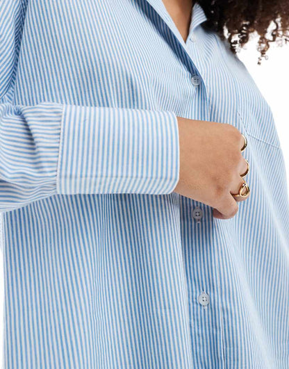 ASOS DESIGN oversized shirt in blue and white stripe