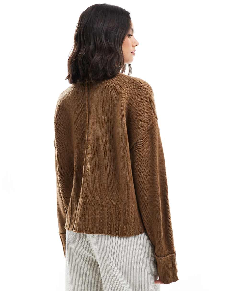 ASOS DESIGN clean crew neck sweater in brown