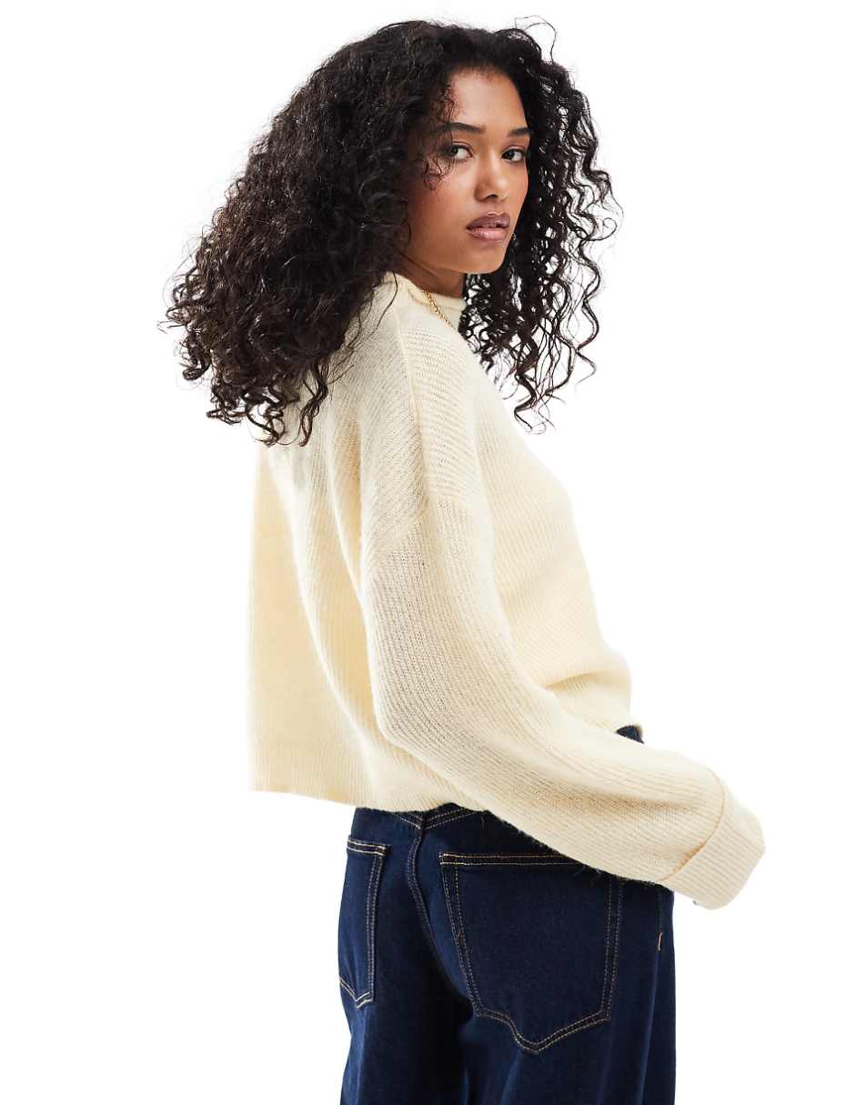 ASOS DESIGN funnel neck crop sweater in buttermilk