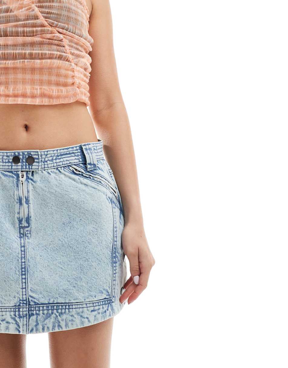 Reclaimed Vintage a-line denim mini skirt in blue