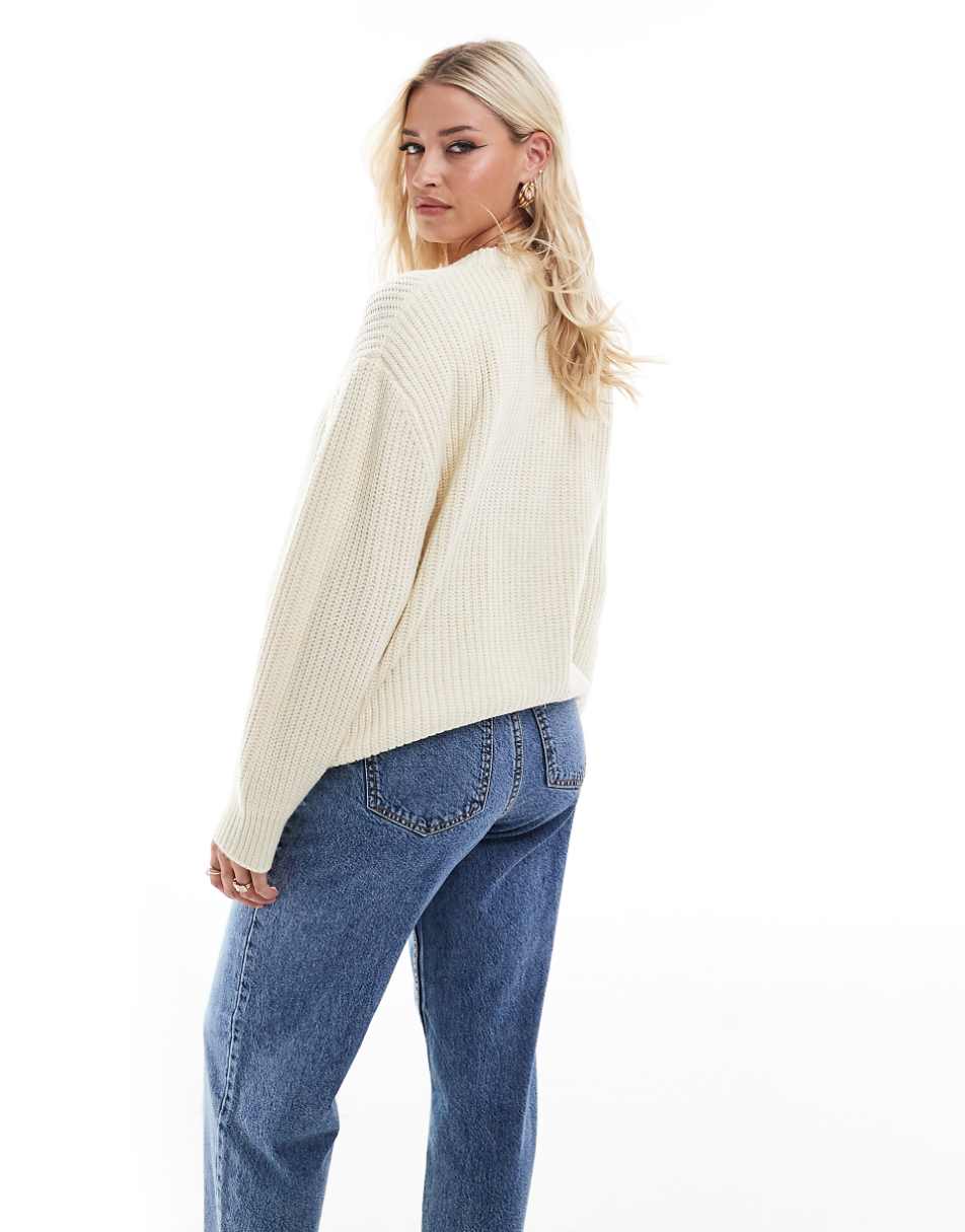 ASOS DESIGN Maternity chunky crew neck rib sweater in cream