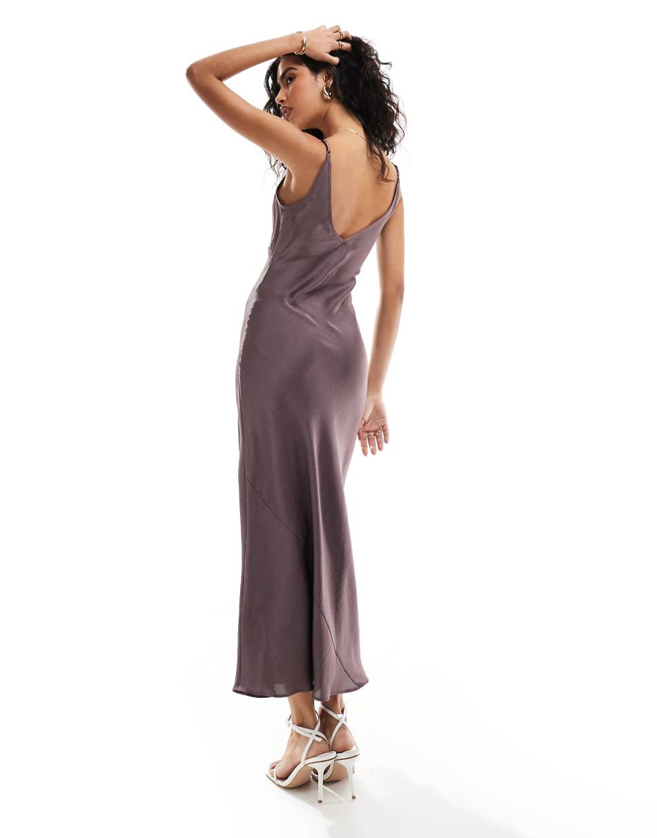 ASOS DESIGN high apex slip maxi dress in mauve