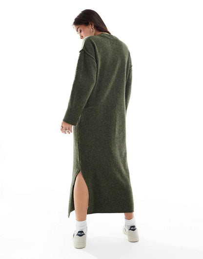 ASOS DESIGN seam front midaxi dress in khaki