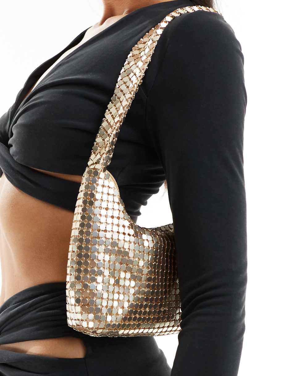 ASOS DESIGN chainmail shoulder bag in gold