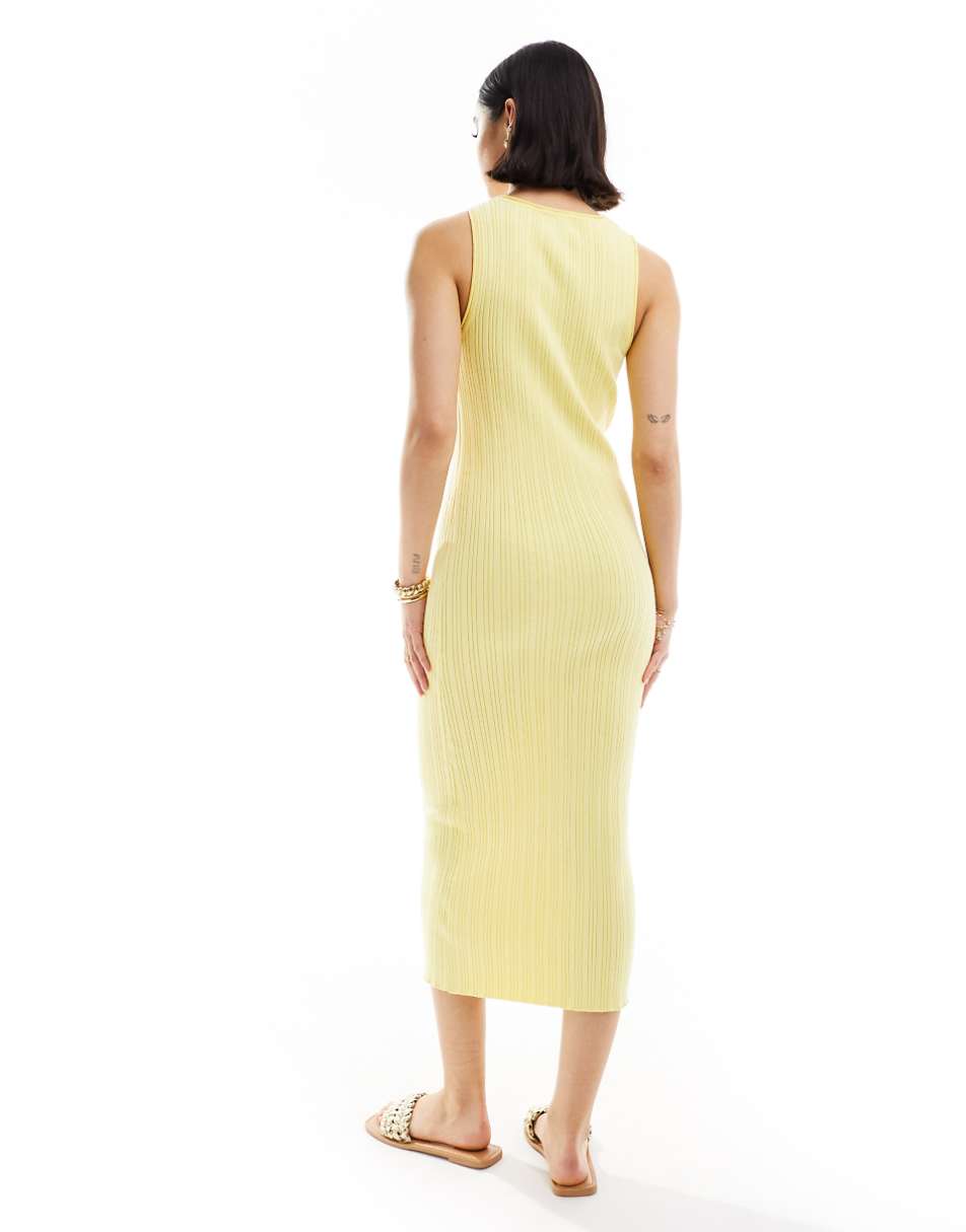 ASOS DESIGN knit tank midaxi dress in lemon