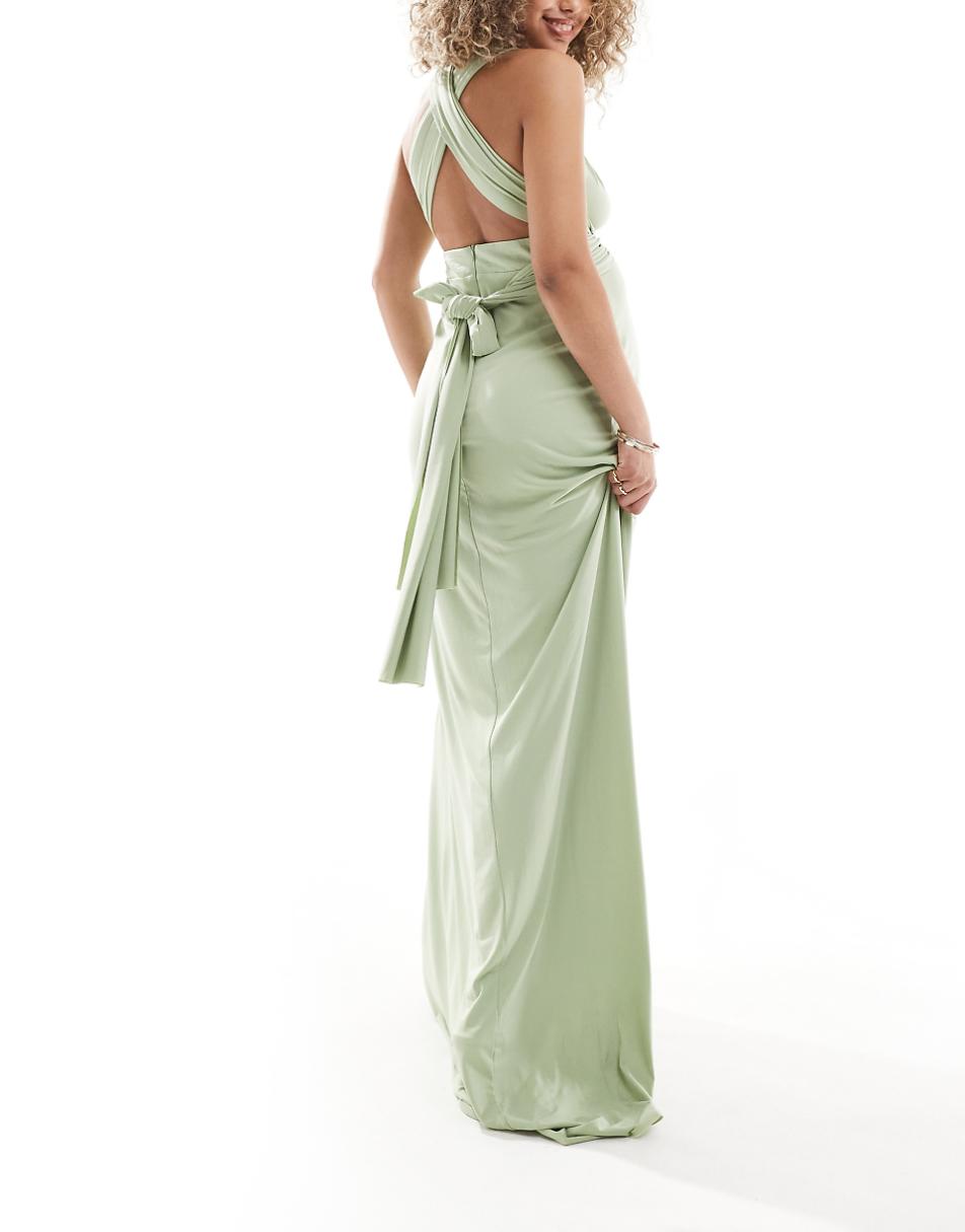 TFNC Bridesmaids Maternity multiway maxi dress in sage