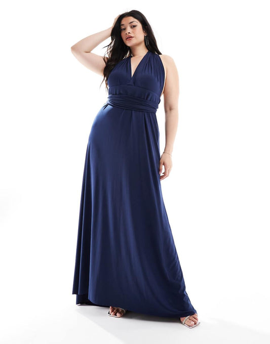 TFNC Bridesmaids Plus multiway maxi dress in navy